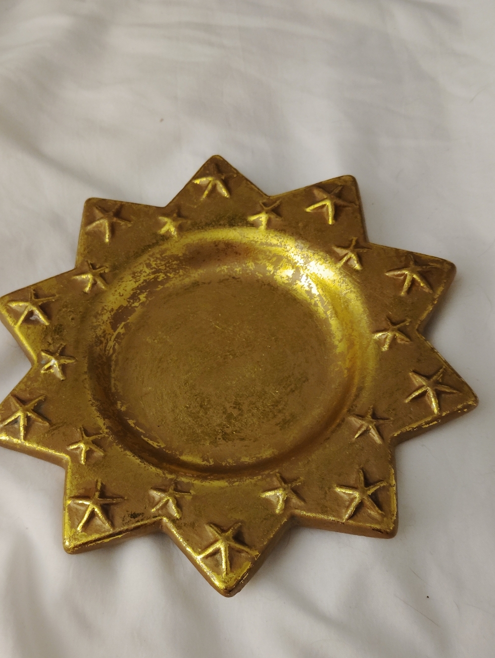 Gold Sunburst Decorative Bowl - Home Art Pilar Candle Holder